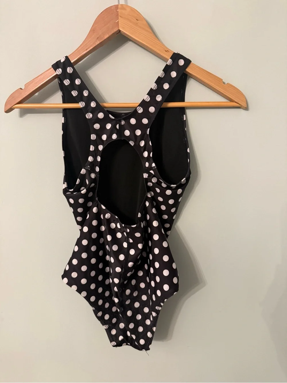 Girls Black and White Polka Dot One-Piece Swimsuit - Size 10